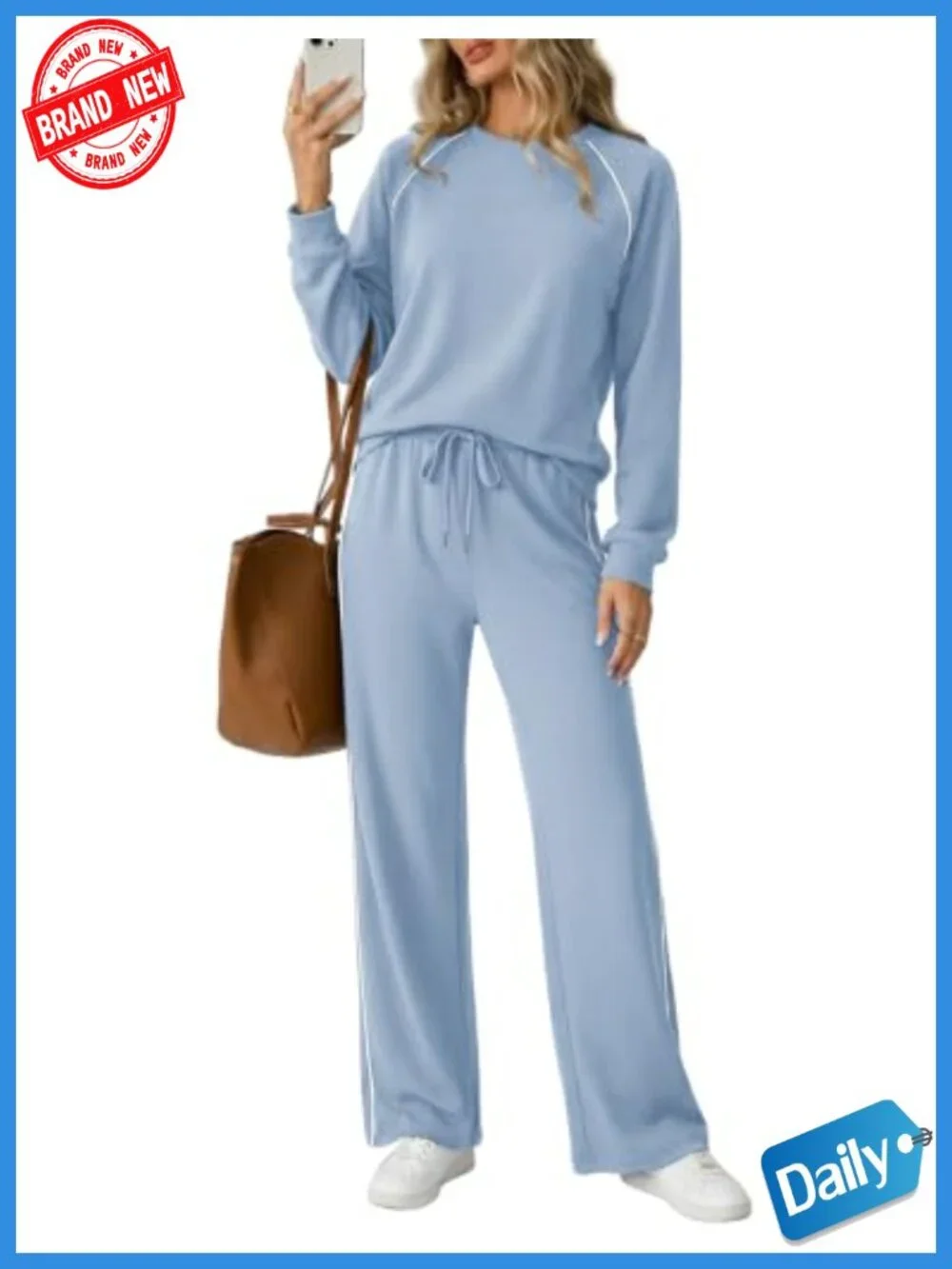 2 Piece Lounge Set Women Matching Wide Leg Pants Outfit Travel